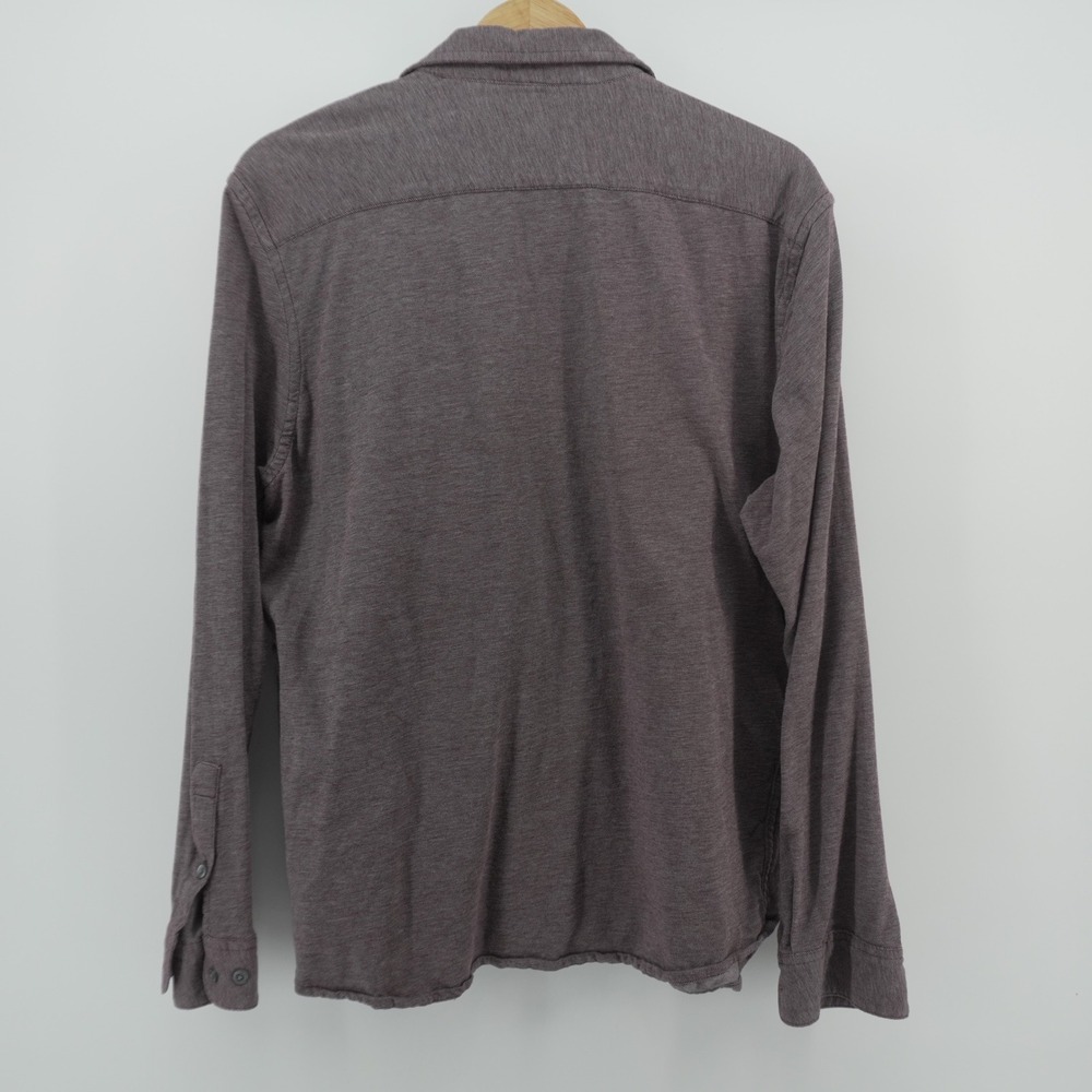 DKNY Button Down Shirt Mens XL Plum Heathered Long Sleeve Jersey Knit - Picture 3 of 6